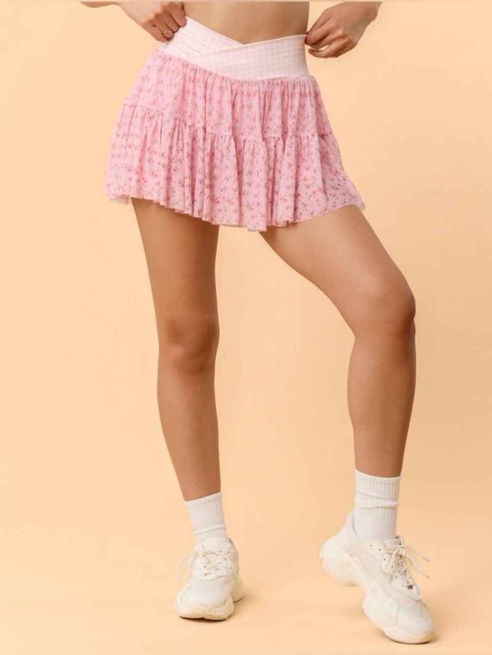 Blogilates Women's Ballerina Skort - Pink Gingham L NWOT